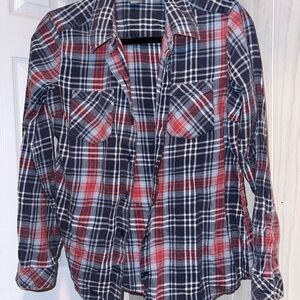 Natural Reflections Red and Blue Plaid Button Down Shirt